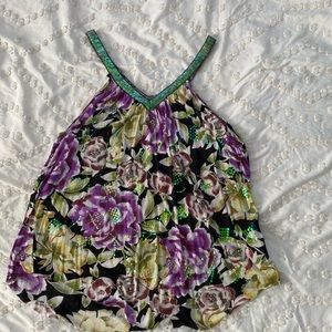 Free People floral tank with sequins size XS